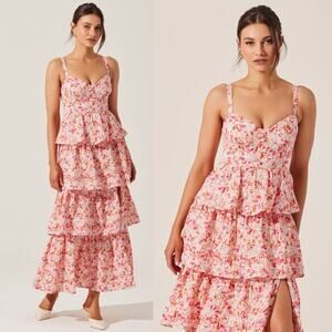 ASTR The Label Midsummer Eyelet Tiered Maxi Dress XS